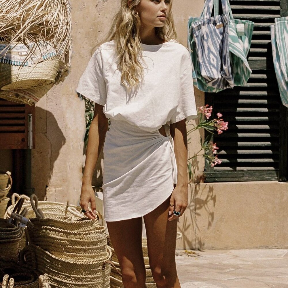 SNDYS White mini cut out dress summer